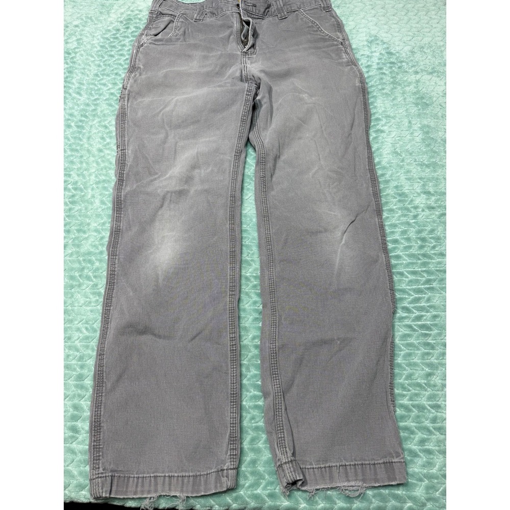 Carhartt Relaxed Fit Carpenter Pants Gray Canvas Workwear Distressed 32x32